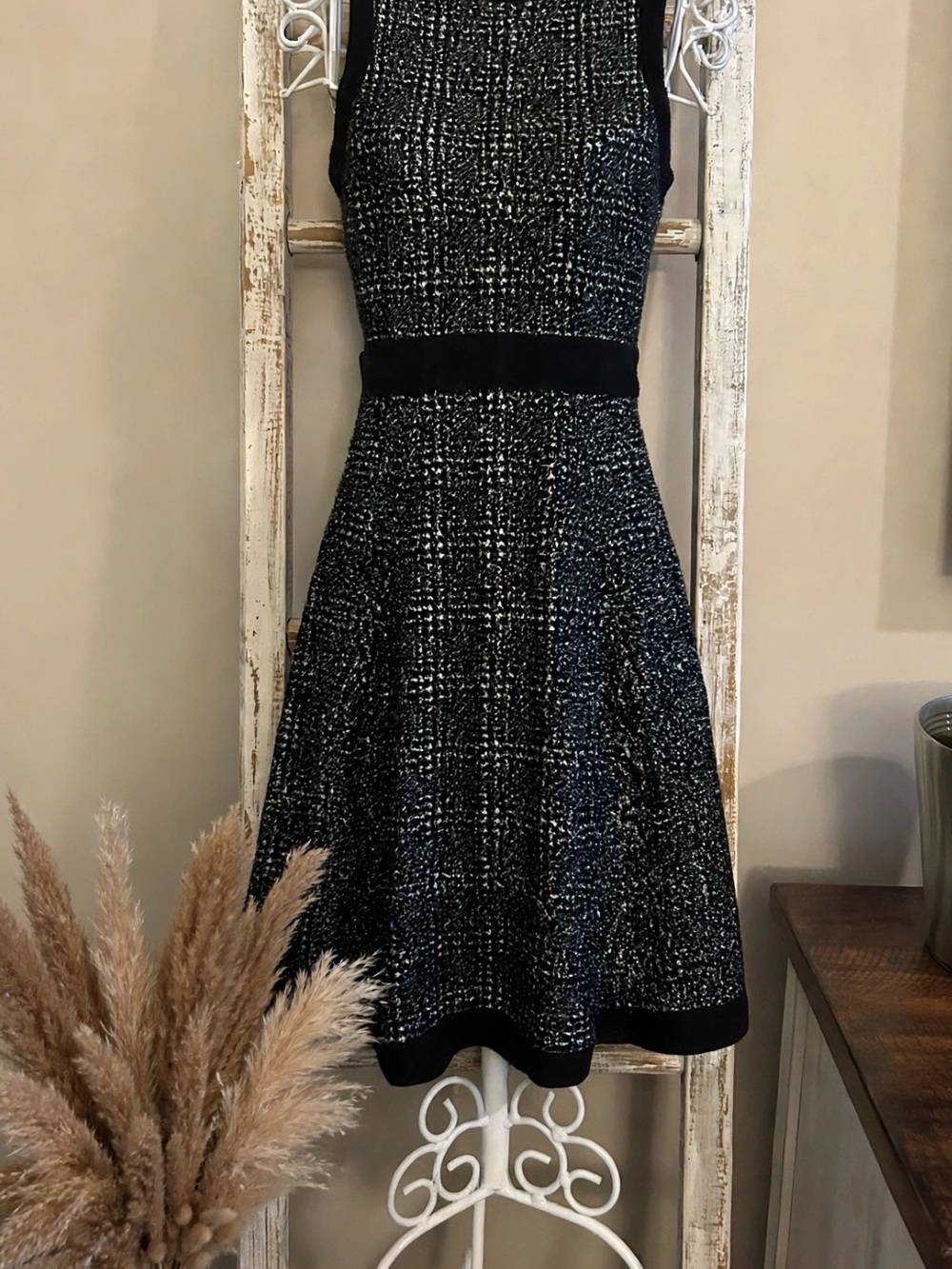 NWOT Kate Spade Black & White Tweed Fit-and-Flare Dress